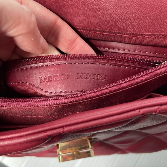 BADGLEY MISCHKA Burgundy Studded Quilted Shoulder Bag - Picture 8 of 13